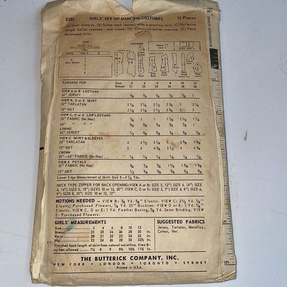 Vtg 60s Butterick uncut girls set of dance costumes sewing pattern - Picture 2 of 4